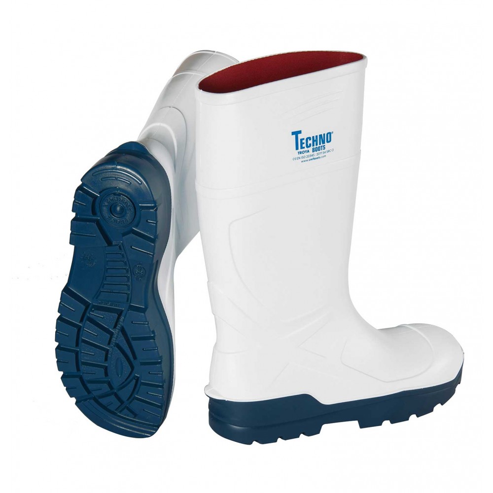 Steel Toe Protected Polyurethane Work-Food Boots White